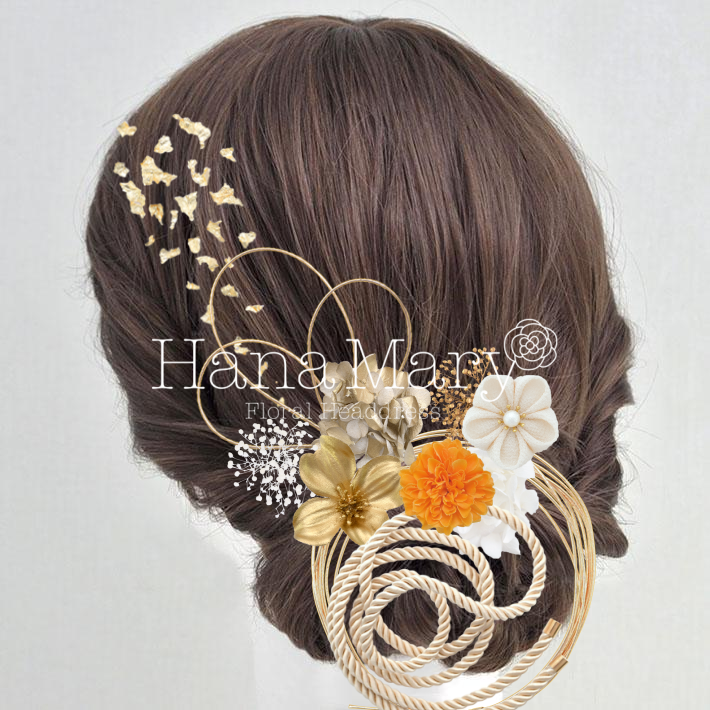 オレンジ髪飾り