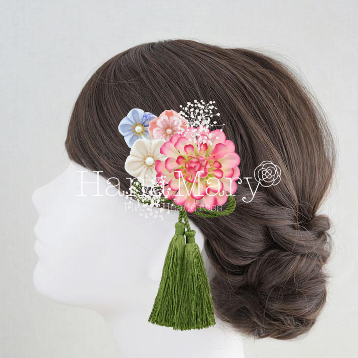 かわいい濃いピンクとパステルで頭を彩って