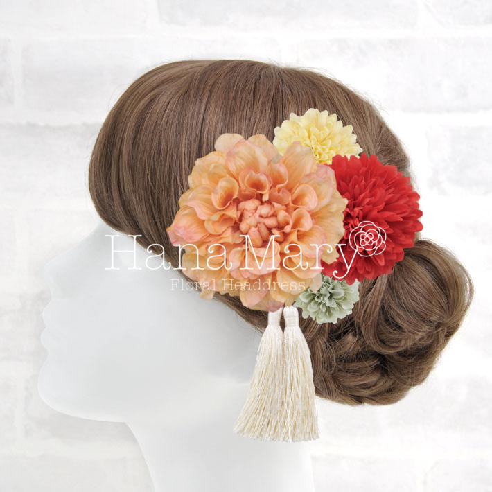 春色ダリア髪飾り