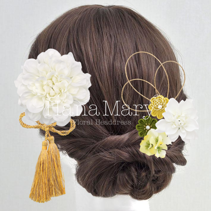 白ダリアの髪飾り