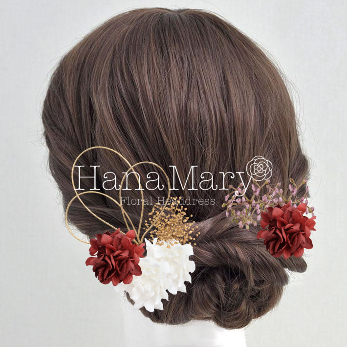 ドライフラワーの和髪飾り