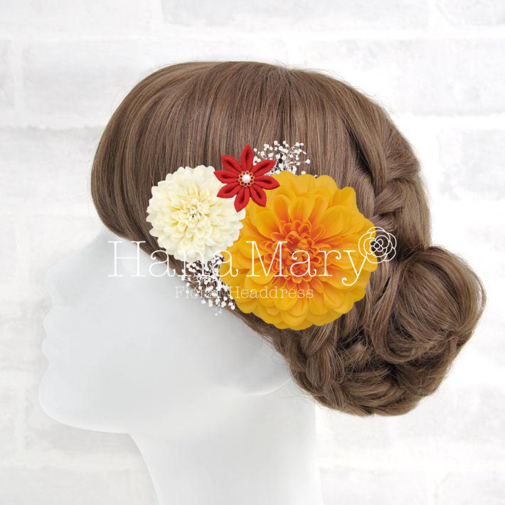 髪飾り　花とつまみ