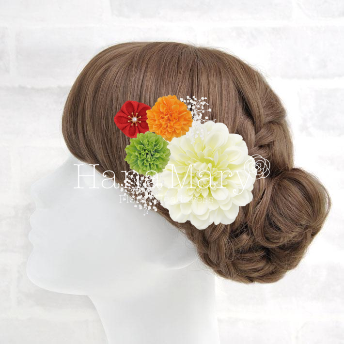 髪飾り　花とつまみ