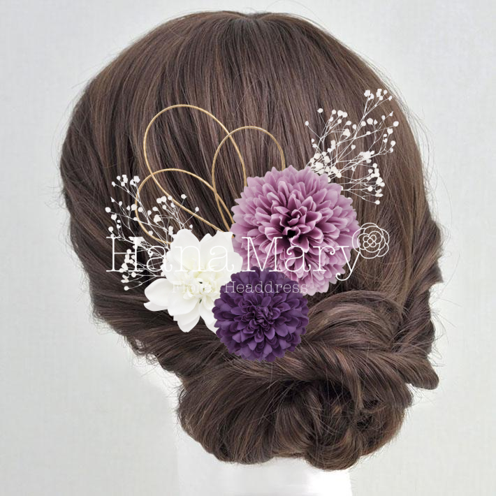 紫ダリアとかすみ草