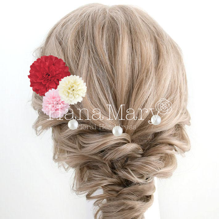 赤、白、ピンクマムとパール