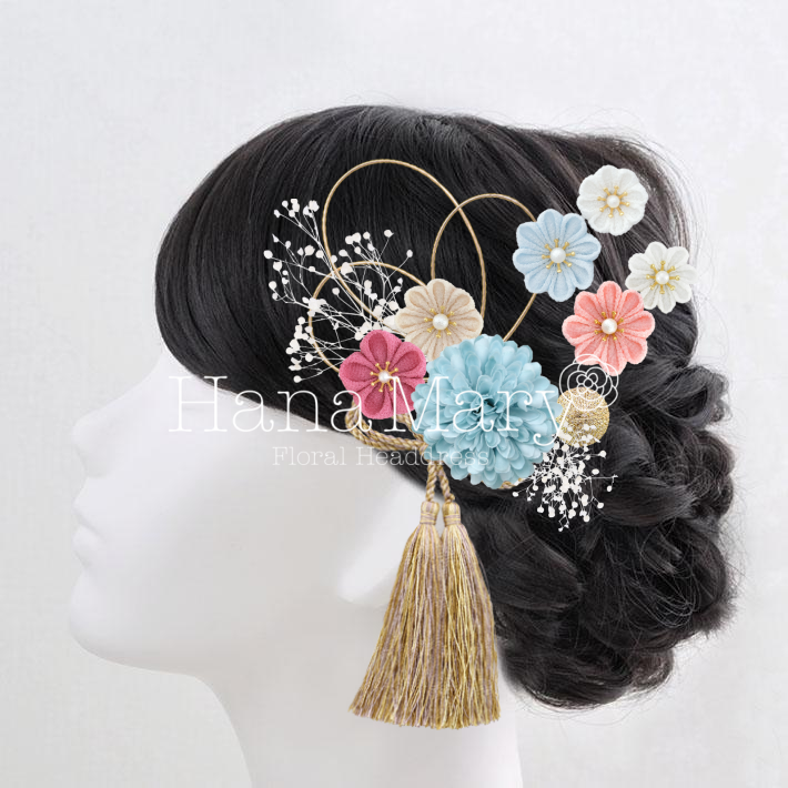 ポンポン１個・水引・左右アレンジ