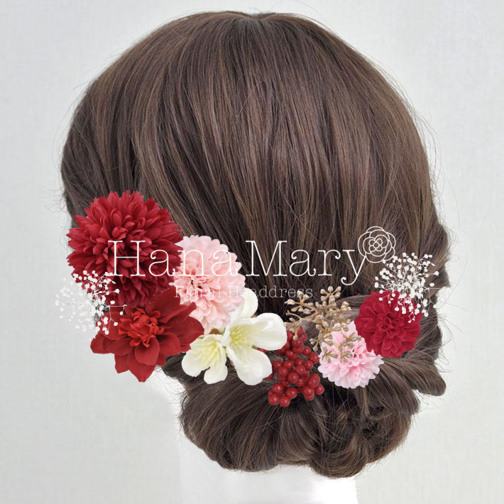 赤とピンクのお花アレンジ