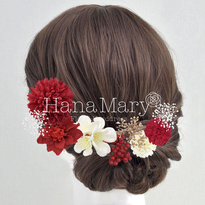 赤とピンクのお花アレンジ