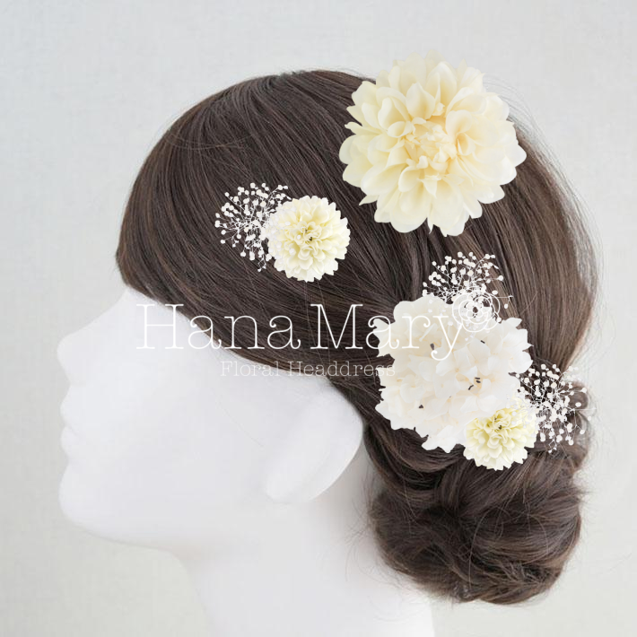 クリーム色の髪飾り