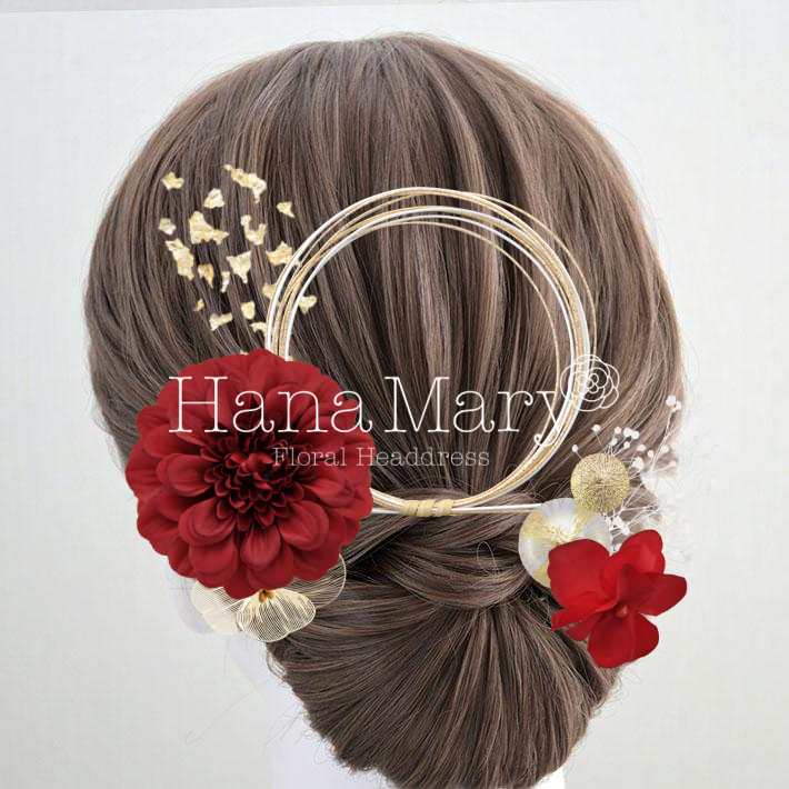 濃いめの赤に合う髪飾り