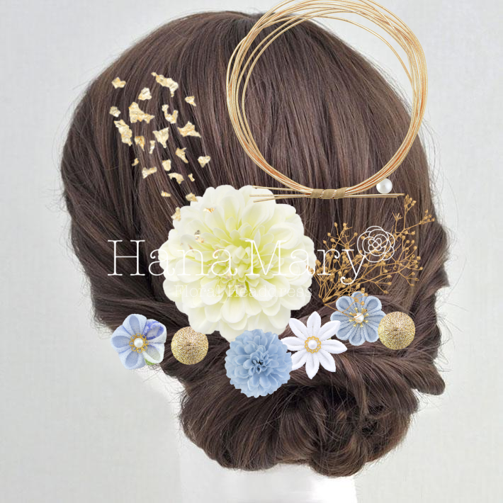 白と水色メイン　水引付き