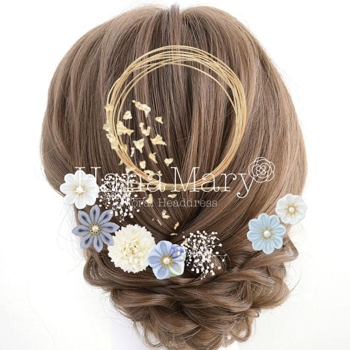 白と水色　散りばめスタイル