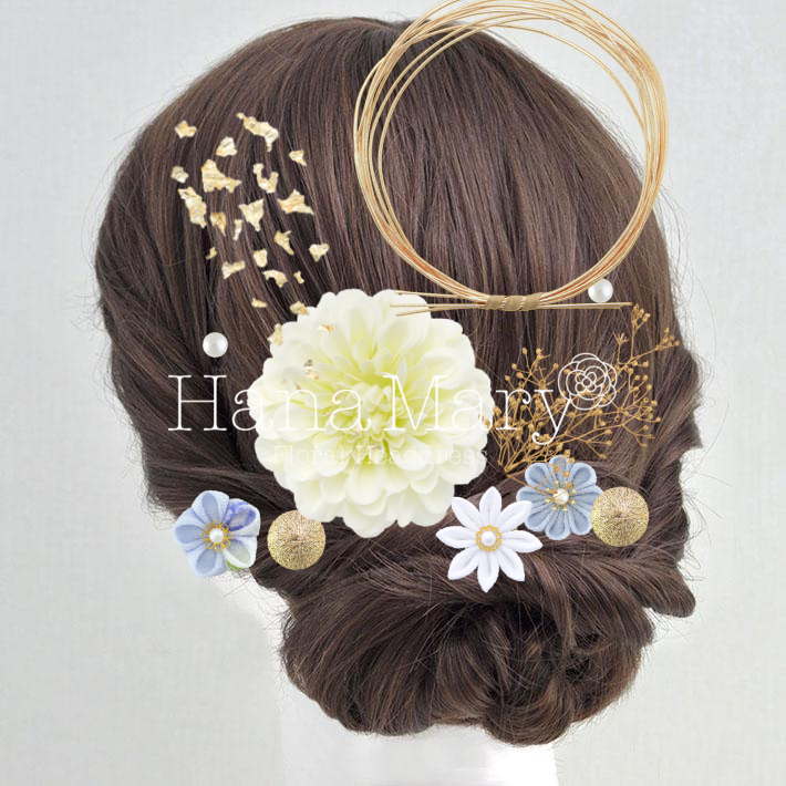 白と水色メイン　水引付き