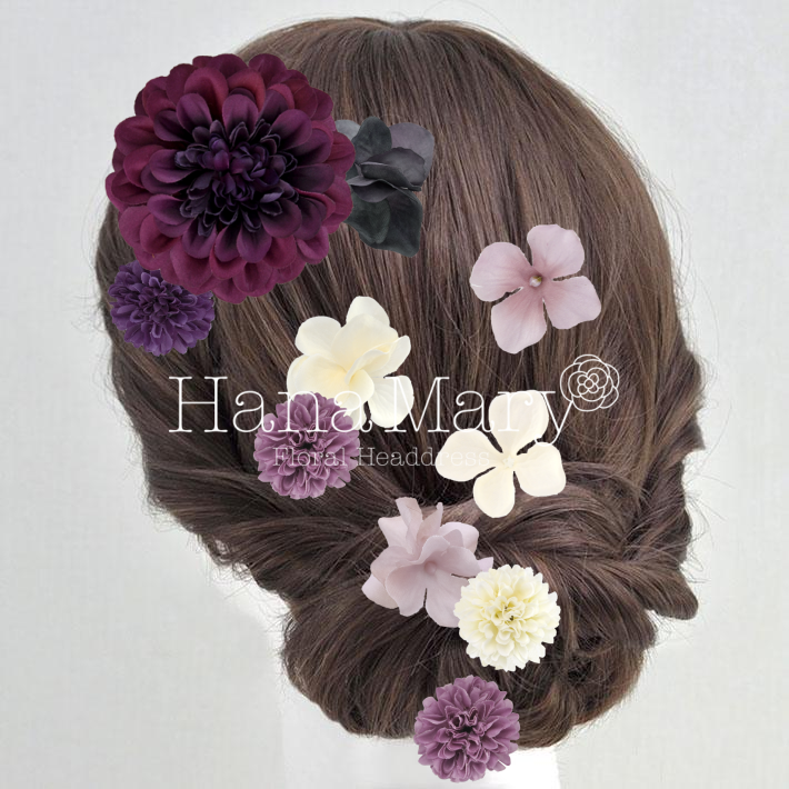 落ち着いたパープルの飾り