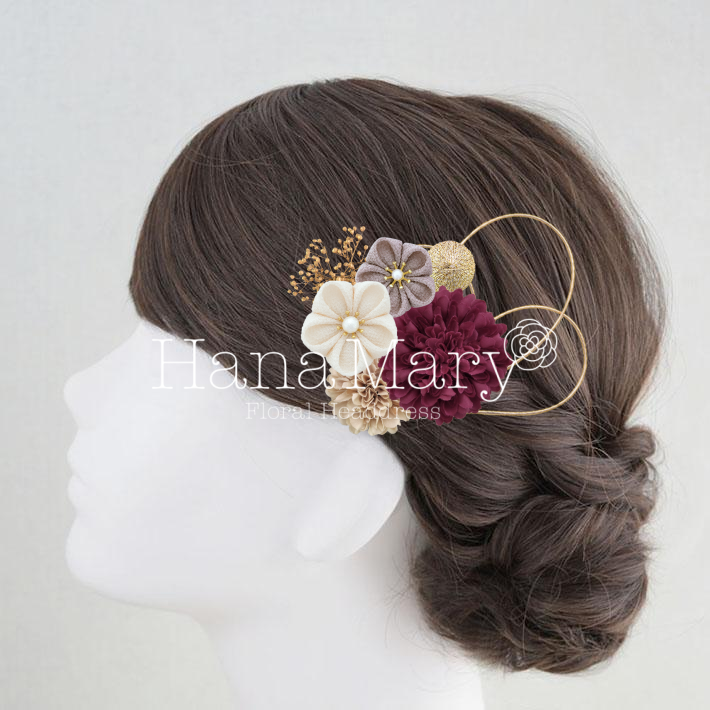 ボルドーのピンポンマムと水引