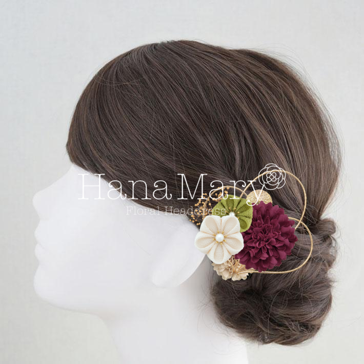 ボルドーのピンポンマムと水引