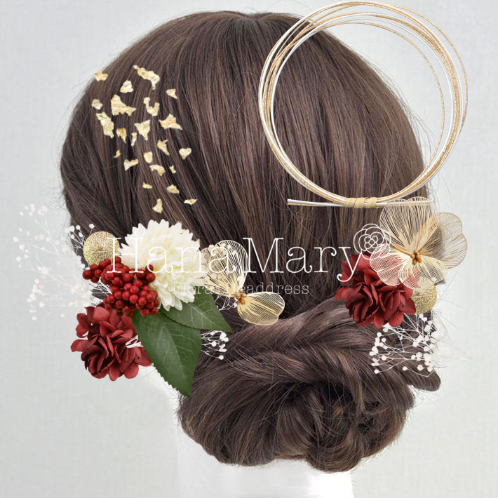 鞠玉とアジサイ_かすみ白鞠玉変更金花ミックス花と葉追加