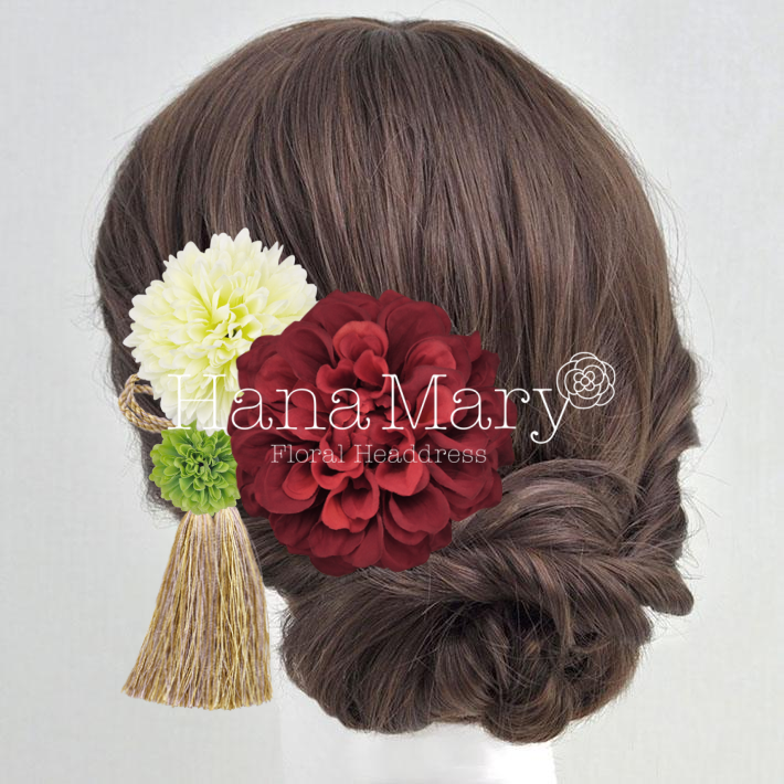 ダリア赤とシャンパンゴールド