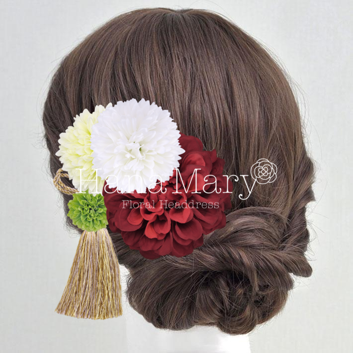 ダリア赤とシャンパンゴールド