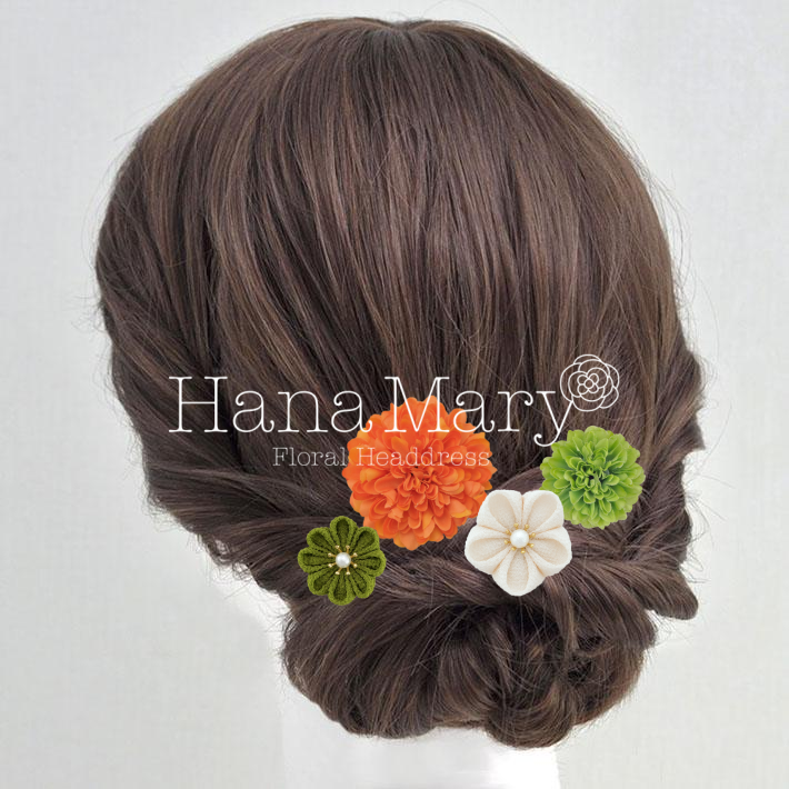 オレンジ×グリーン華やかアレンジ