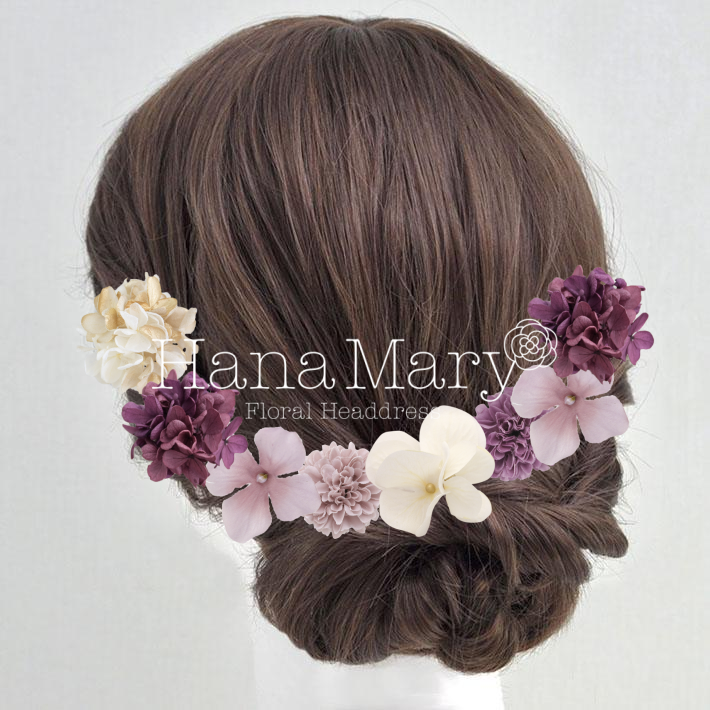 紫のお花の髪飾り