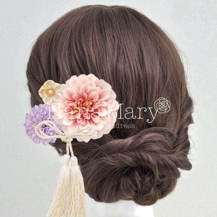 ピンク紫髪飾り