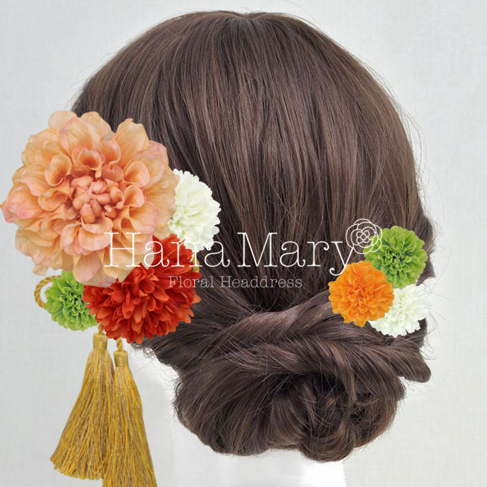 ピーチダリアでアレンジ