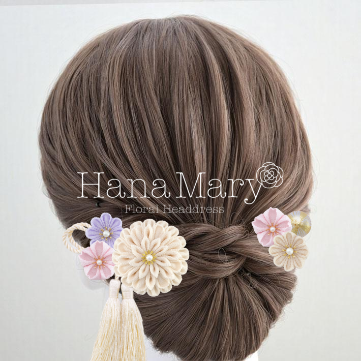 桜と薄藤の髪飾り