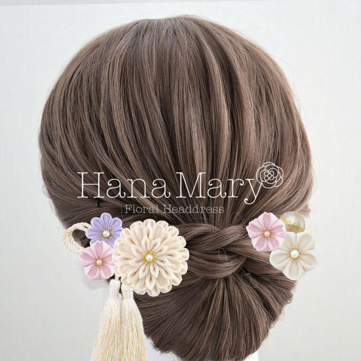 桜と薄藤の髪飾り②