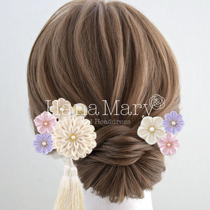 桜と薄藤の髪飾り⑤