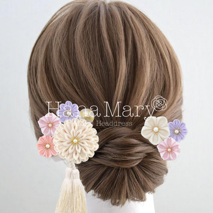 桜と薄藤の髪飾り⑧