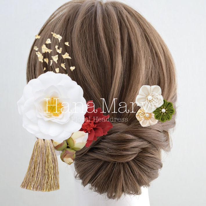 白椿とつまみ細工　2