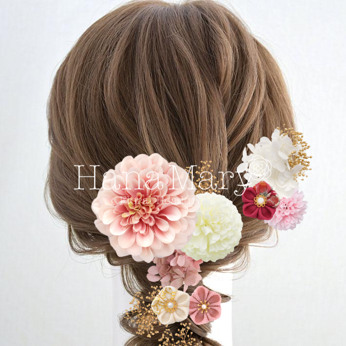 ジニアの七五三髪飾り