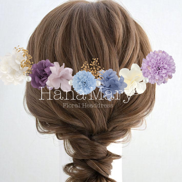 成人式ボブハーフアップ(パール入り)