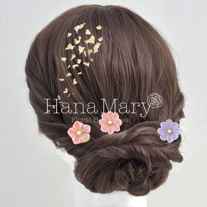 桜と薄藤の髪飾り⚫