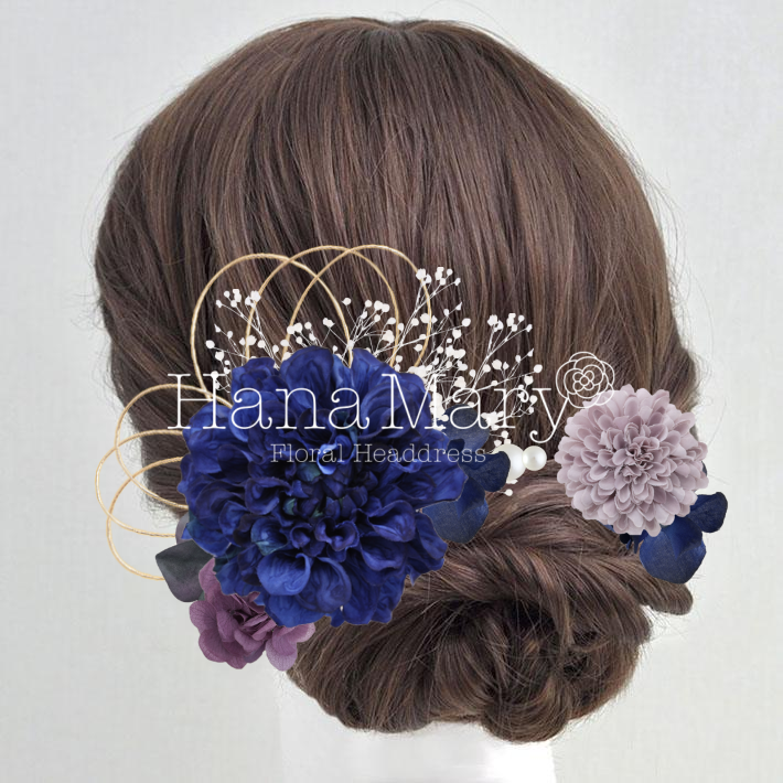 青と紫の髪飾り2