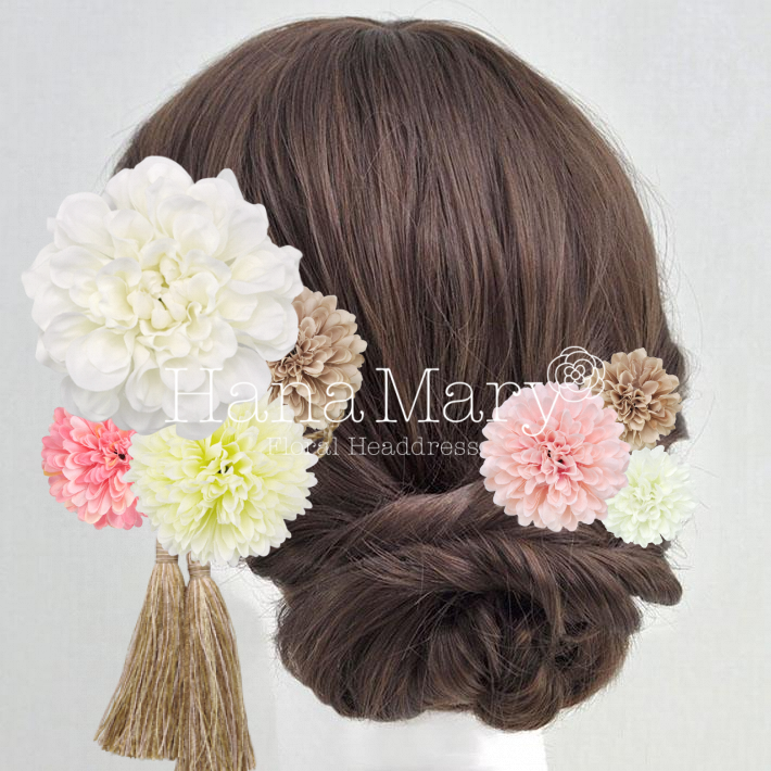 ダリアとピンポンマムのピンクグラデーション