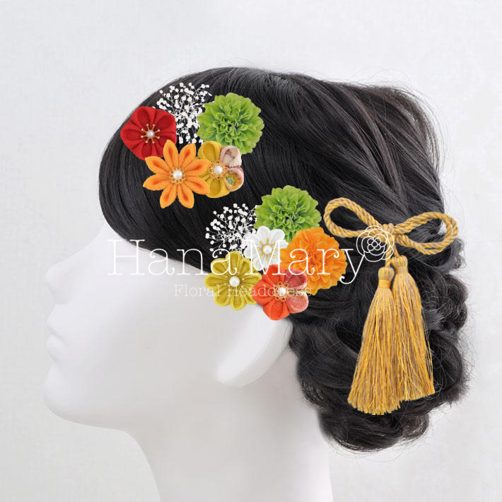 オレンジ系の髪飾り豪華版