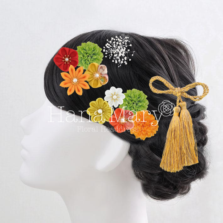 オレンジ系の髪飾り豪華版2