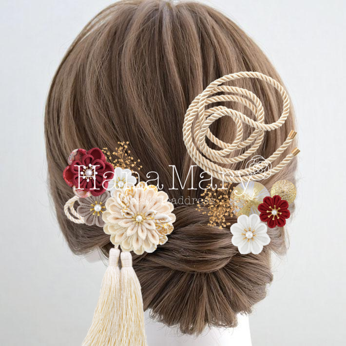 つまみ細工ボルドー