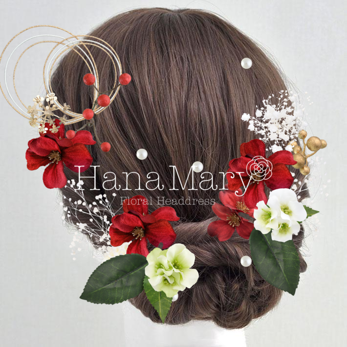 ハナミズキ赤+淡緑+葉