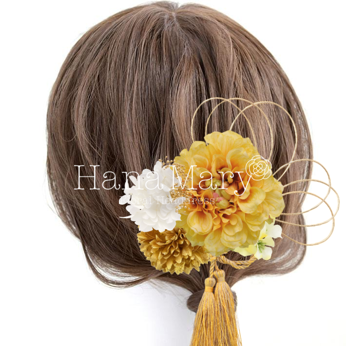 黄色づくしの髪飾り????