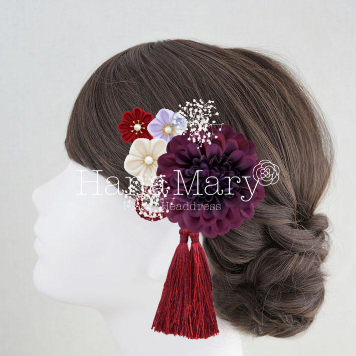 大きなジニアの髪飾り