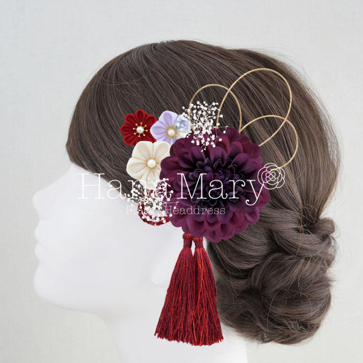 大きなジニアの髪飾り