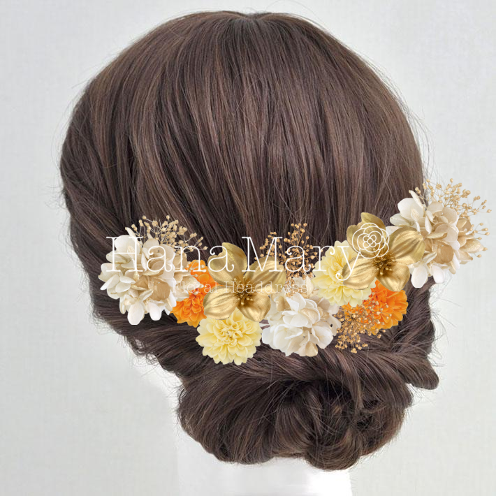 オレンジとゴールドの花束