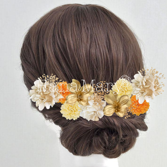 オレンジとゴールドの花束