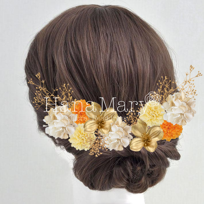 オレンジとゴールドの花束