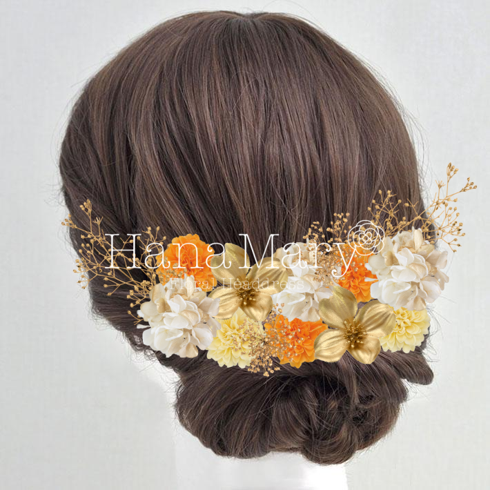 オレンジとゴールドの花束