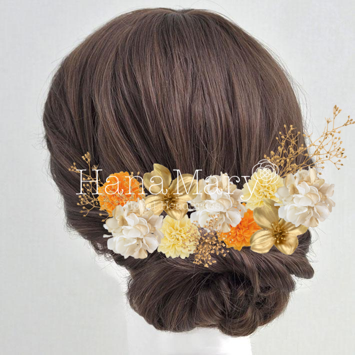 オレンジとゴールドの花束