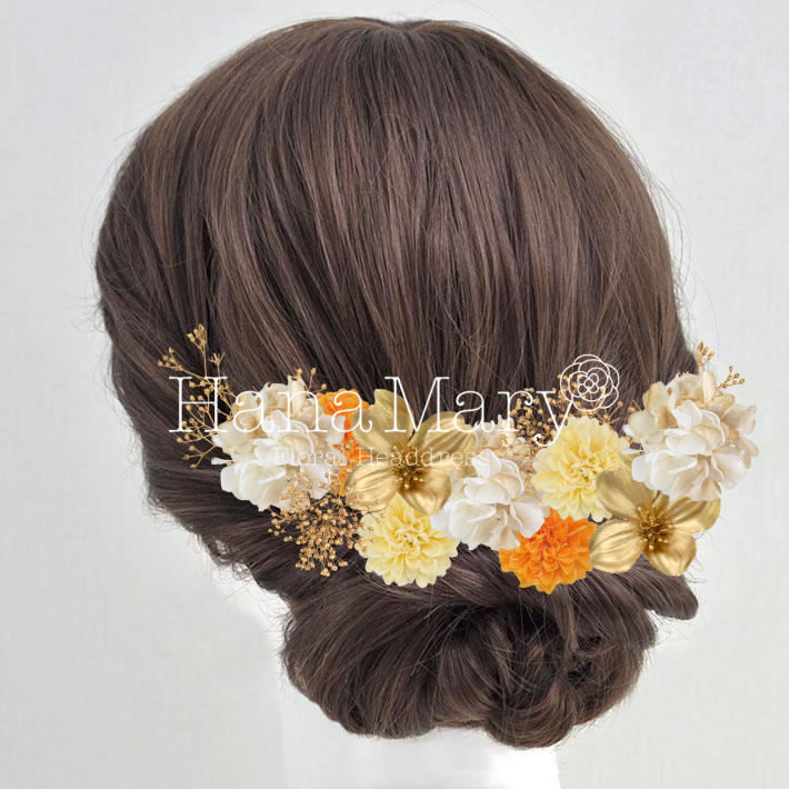 オレンジとゴールドの花束